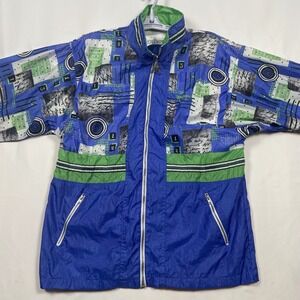 Wilson Windbreaker Jacket Full Zip 90s Abstract Print Lightweight Small